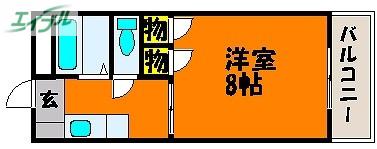 エスポアール北長瀬(1K/2階)の間取り写真