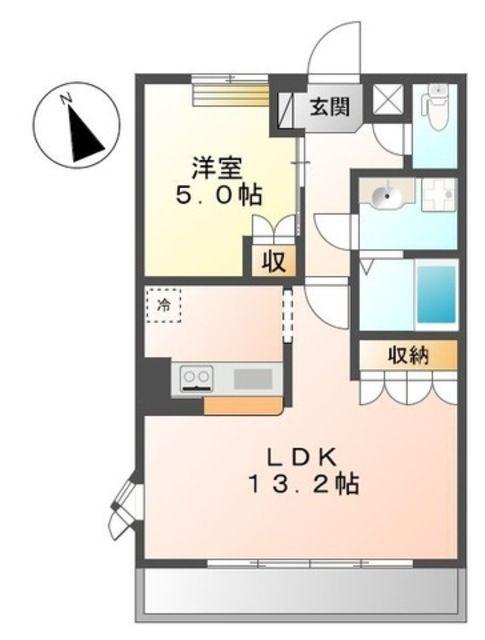 プリムベールII(1LDK/2階)の間取り写真