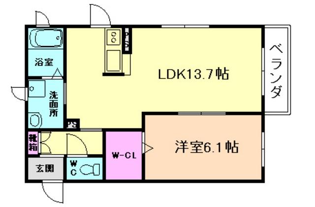 メゾンドコウ(1LDK/2階)の間取り写真