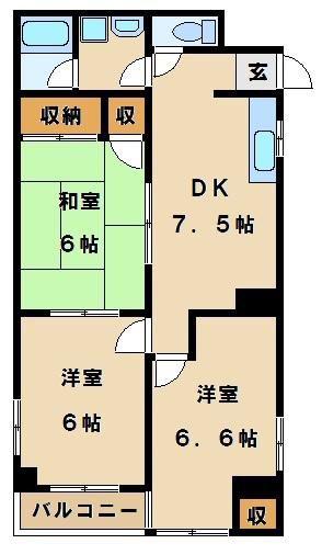 パティオ上落合(3DK/2階)の間取り写真