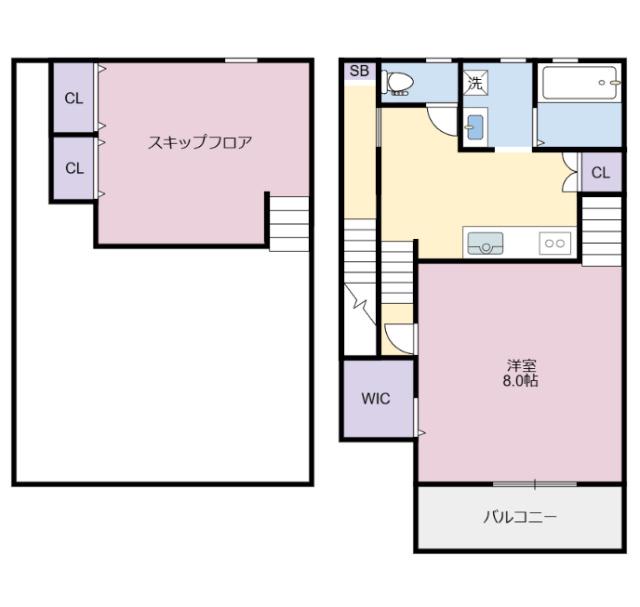 ココカラハウス川内2(1SK/2階)の間取り写真