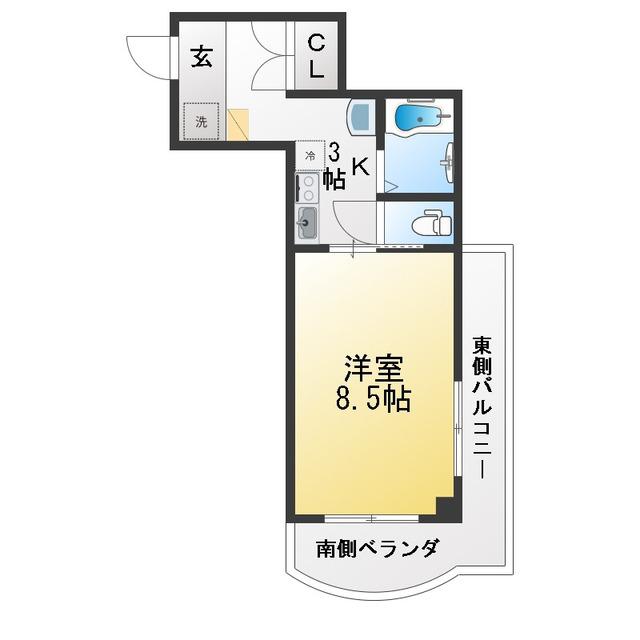 アゼールリドー(1K/2階)の間取り写真