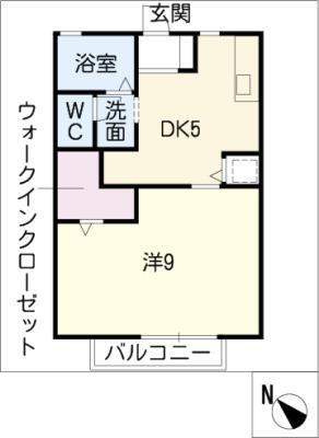 エスパシオ宮前(1DK/1階)の間取り写真