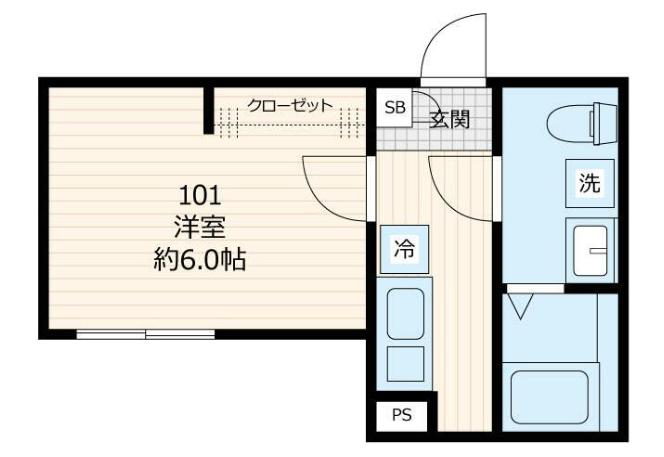 リオグレイス鴻巣(1K/1階)の間取り写真