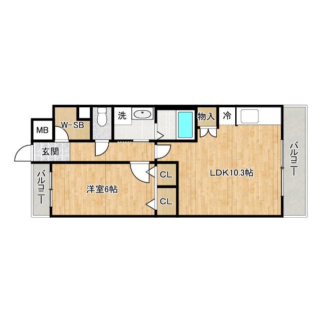 S-RESIDENCE 学園坂(1LDK/8階)の間取り写真