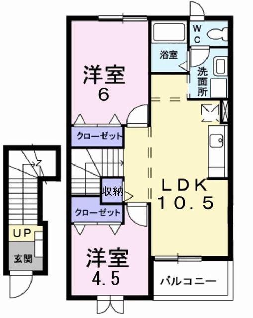 リバーサイド川口(2LDK/2階)の間取り写真