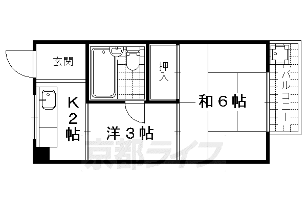 エクセレント日ノ岡(2K/2階)の間取り写真