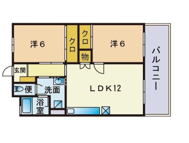 コーポ飯原(2LDK/2階)の間取り写真