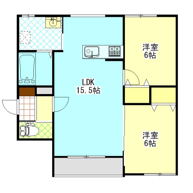 ハスコリオ神楽A(2LDK/2階)の間取り写真