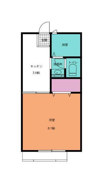 コーポ泉 B棟(1K/2階)の間取り写真
