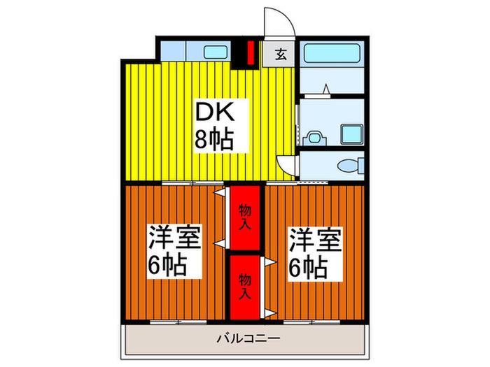 ドムスアルバ(2DK/2階)の間取り写真