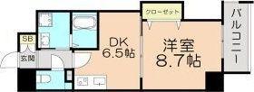 ベルパーク靱本町(1DK/9階)の間取り写真