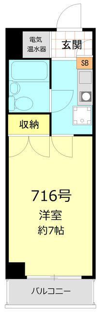 マンション五反田(1K/7階)の間取り写真