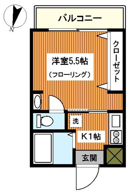 宮崎台月村マンションNO17(1K/3階)の間取り写真