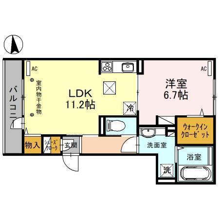 フェリーチェTAKASAKI(1LDK/2階)の間取り写真
