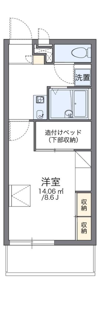 レオパレス朝日(1K/1階)の間取り写真