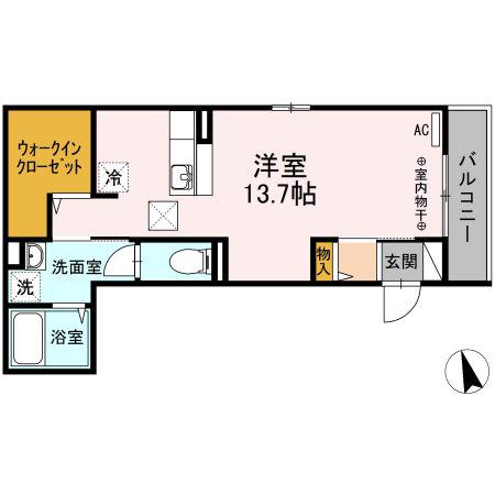 グランディール三河(ワンルーム/1階)の間取り写真