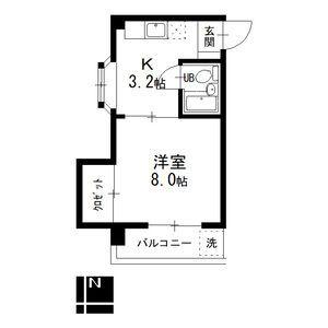 東山レジデンス(1K/3階)の間取り写真