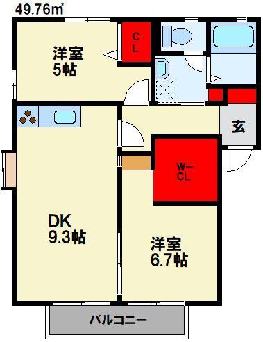 ディアス木の花(2LDK/1階)の間取り写真