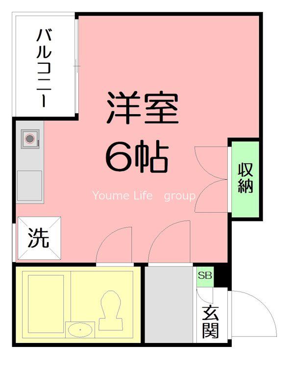 フォーティーンブロックス(ワンルーム/2階)の間取り写真