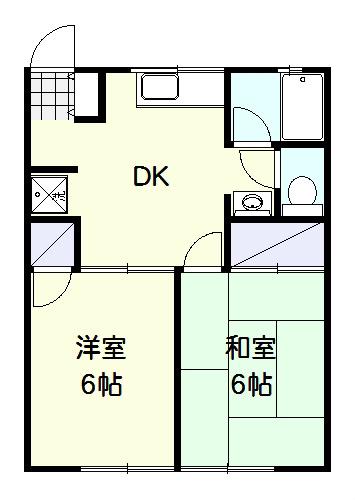 ドミール中庭B(2DK/2階)の間取り写真