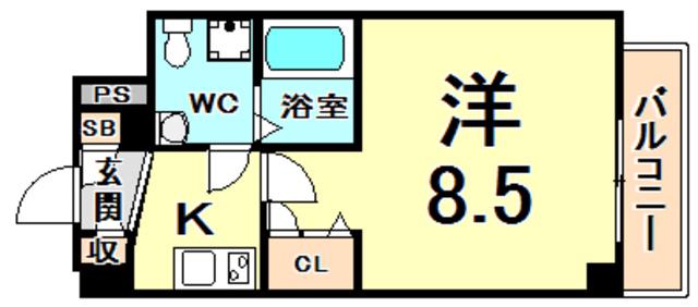セレニテ甲子園I(1K/7階)の間取り写真