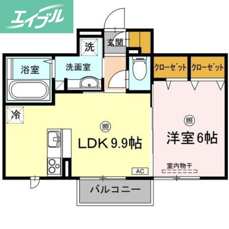 カーサルミナスIII B棟(1LDK/2階)の間取り写真