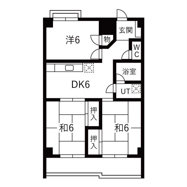 第一ビル(3DK/7階)の間取り写真