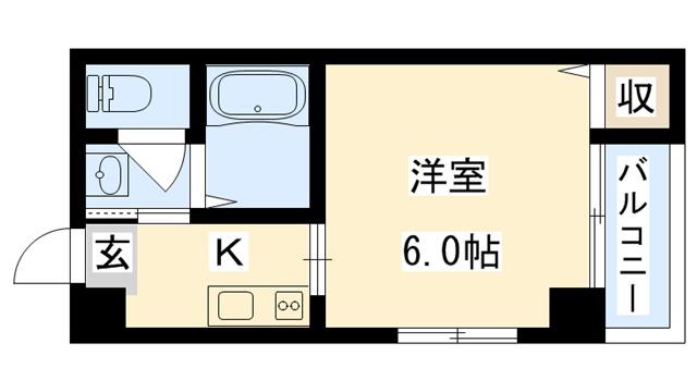 セピアコート森小路(1K/1階)の間取り写真