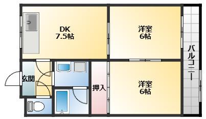 松尾マンション(2DK/1階)の間取り写真