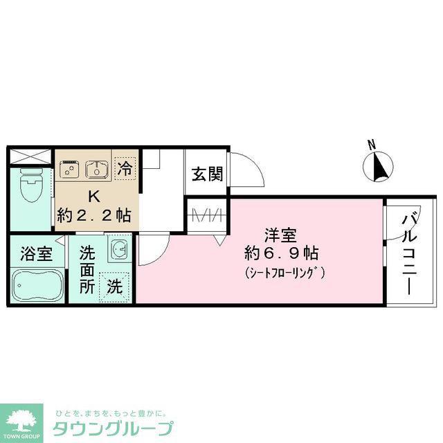 入間市下藤沢 AP(1K/3階)の間取り写真