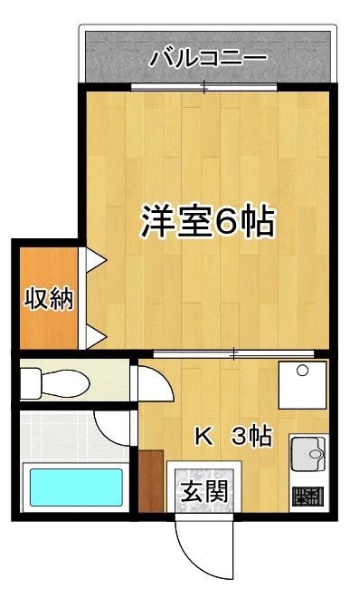 フラット35B(1K/2階)の間取り写真