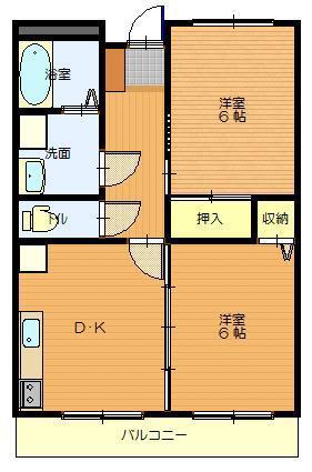 アメニティ豊岡II(2DK/3階)の間取り写真