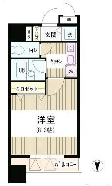 アクアコート(1K/8階)の間取り写真