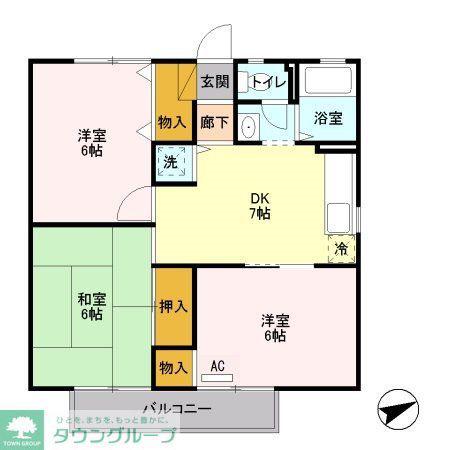 ストークコート(3DK/2階)の間取り写真