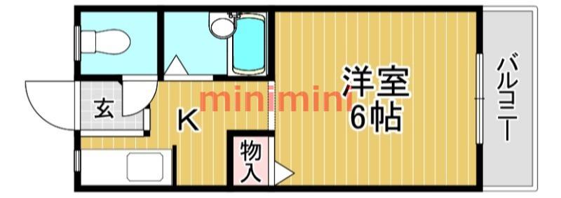 ホワイトハイツ春日(1K/4階)の間取り写真