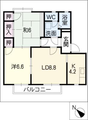 オランジュリコジマC棟(2LDK/2階)の間取り写真