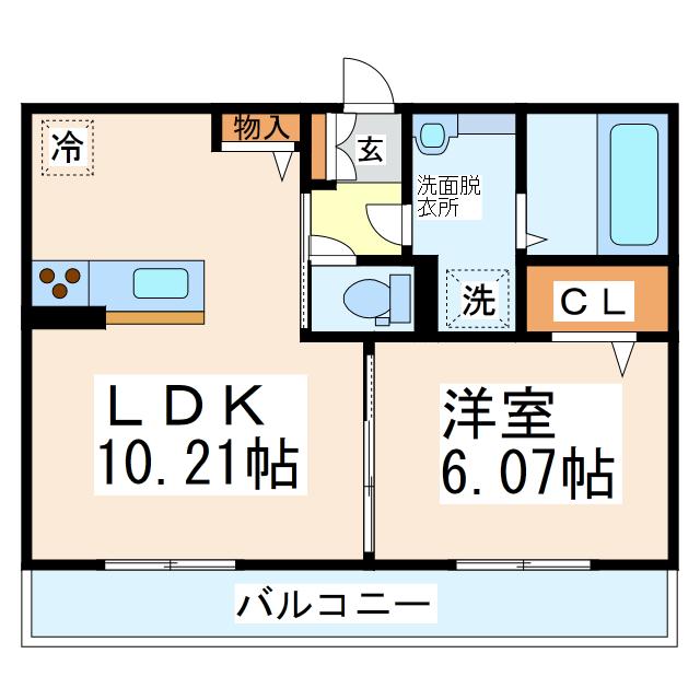 メゾン けやき通(1LDK/2階)の間取り写真