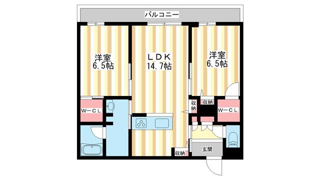シャーメゾン プリンセスコート(2LDK/3階)の間取り写真