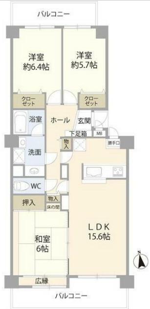 東初石パークホームズ(3LDK/4階)の間取り写真