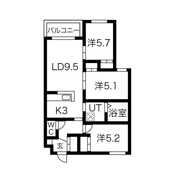 オランジュ(3LDK/3階)の間取り写真