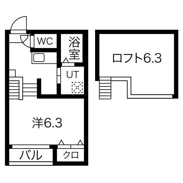 STAGE杉栄(1K/2階)の間取り写真