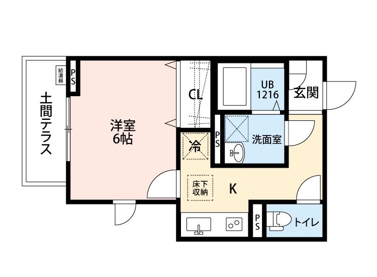 ＪＲ東海道本線 大府駅 徒歩4分 3階建 新築(1K/1階)の間取り写真