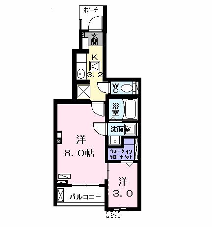 メゾン ド オリーブ B(2K/1階)の間取り写真