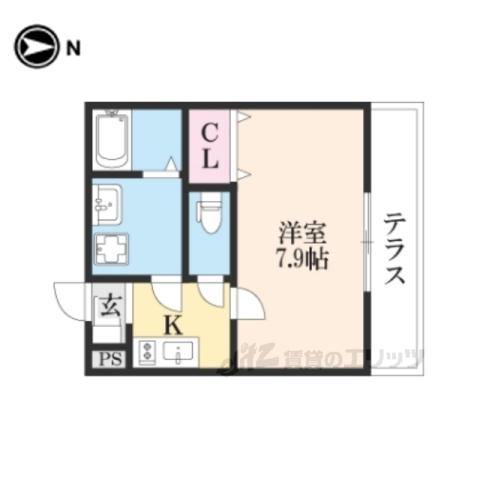 ジーメゾン新大宮(1K/3階)の間取り写真