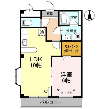 ポワールガーデン II(1LDK/2階)の間取り写真