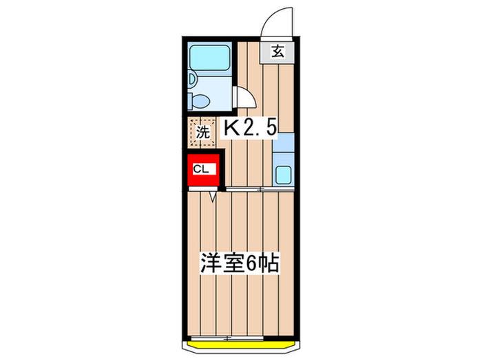 グリーンヒルⅠ(1K/1階)の間取り写真