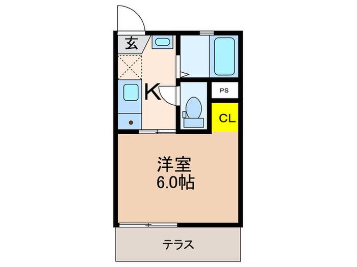 フリート(1K/1階)の間取り写真