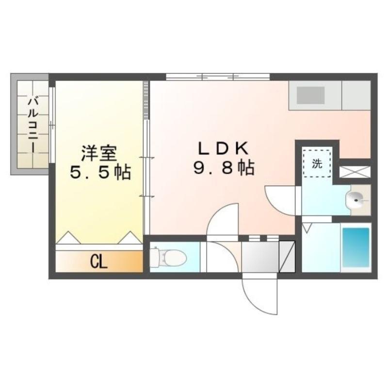 セントラルステート豊平(1LDK/3階)の間取り写真