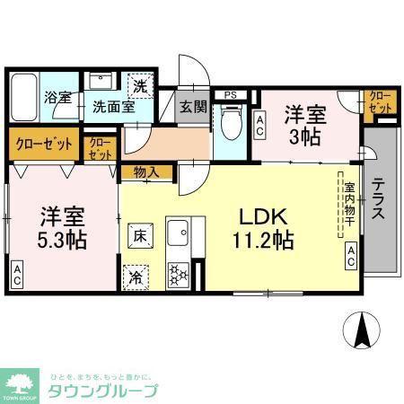 セレスティア北小岩V(2LDK/1階)の間取り写真